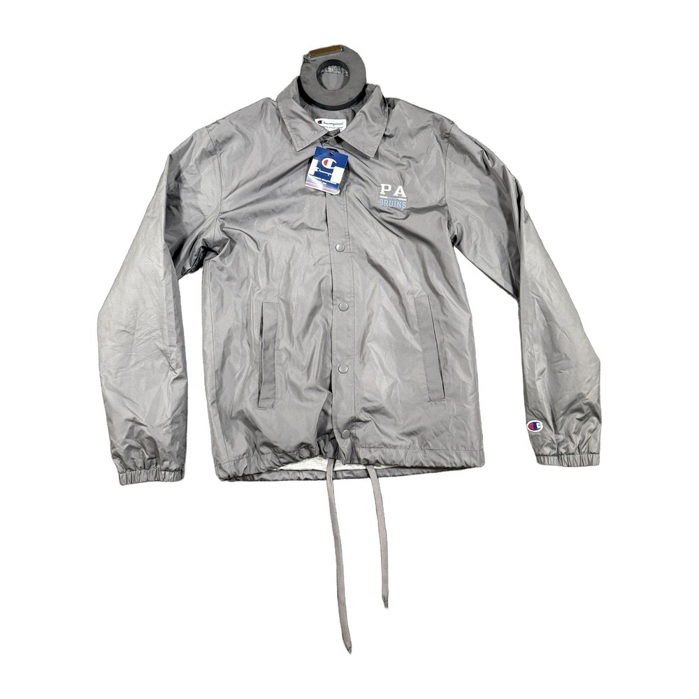 Champion Mens Gray PA Bruins Coaches Jacket Snap Front Windbreaker XS NWT